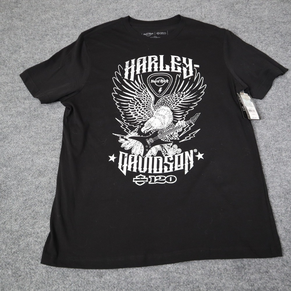 Harley Davidson Hard Rock Cafe Eagle Tee Mens Large Black‎ NWT